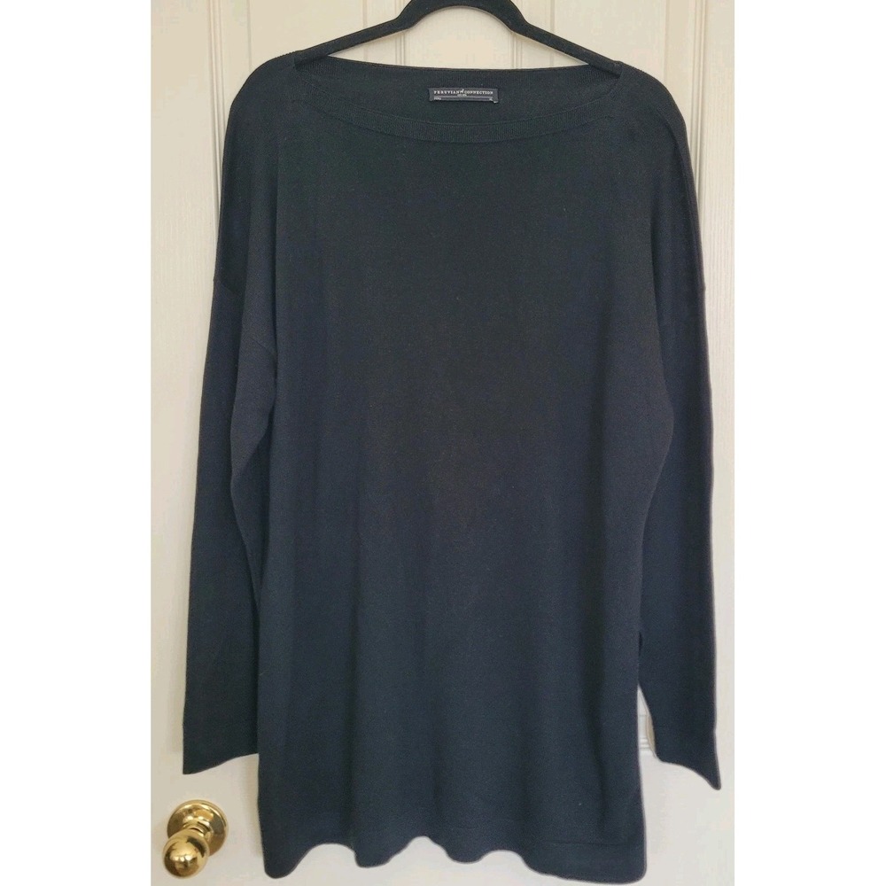 Peruvian Connection Black Knit Pullover Sweater Pima Cotton Modal XL Women